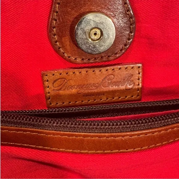 Dooney & Bourke Glossy Blue and Brown Tote - Picture 6 of 13